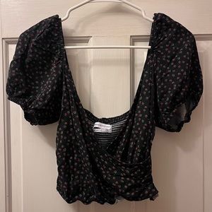 black floral urban outfitters wrap top